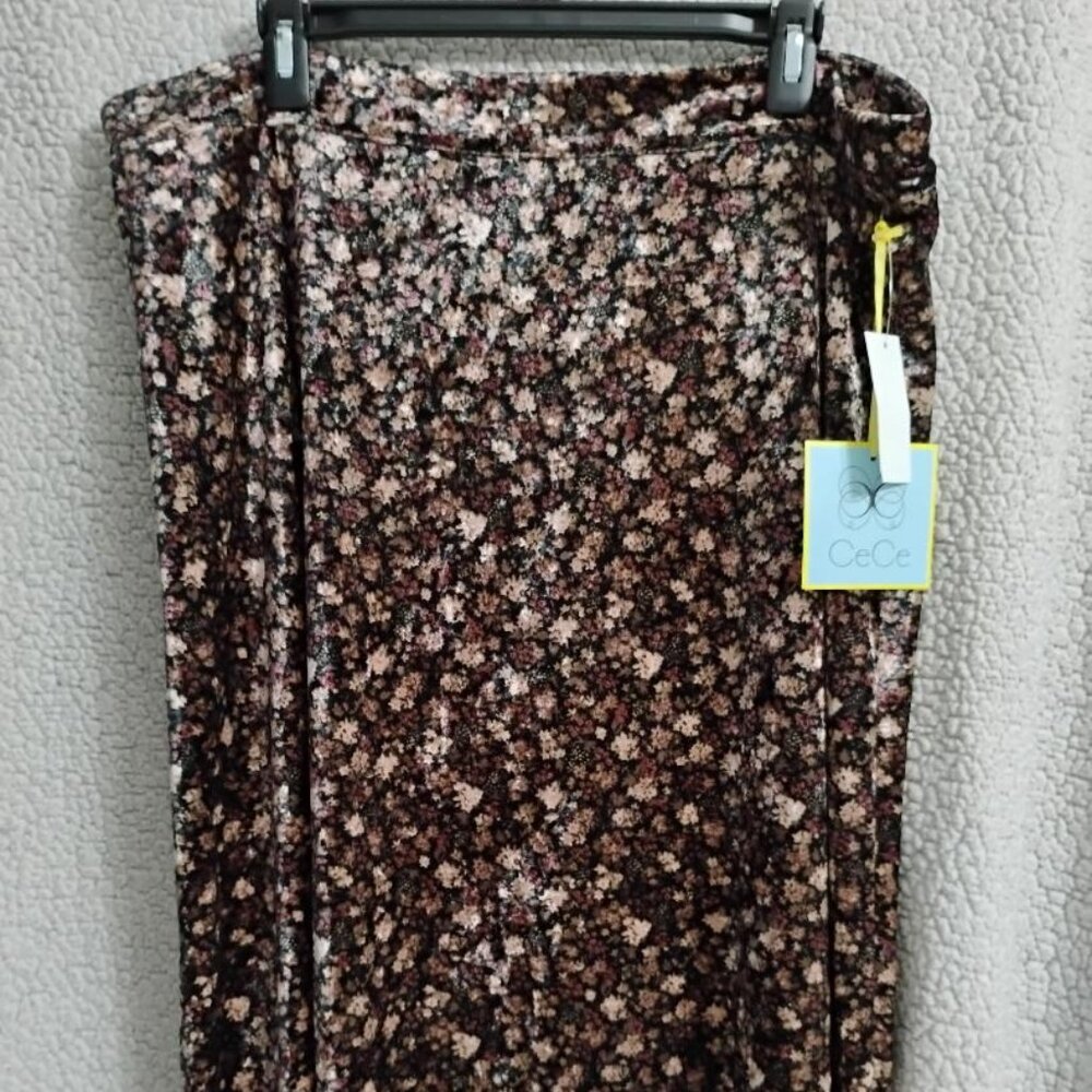 CeCe Black Floral Velvet Wistful Daydream NWT Skirt Size 1X